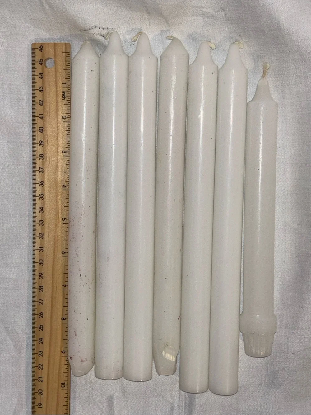 White Ivory Taper Dinner Candles Set of 7 Unused Mixed Sizes Table Decor